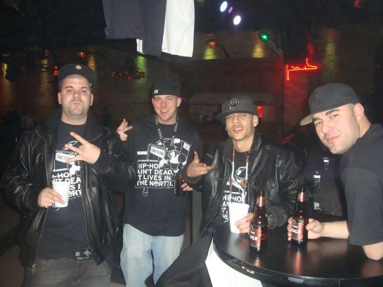 Peter Jackson, Jonathon "Bizz" Brown, DJ Dames Nellas & Nikos (left to right) 